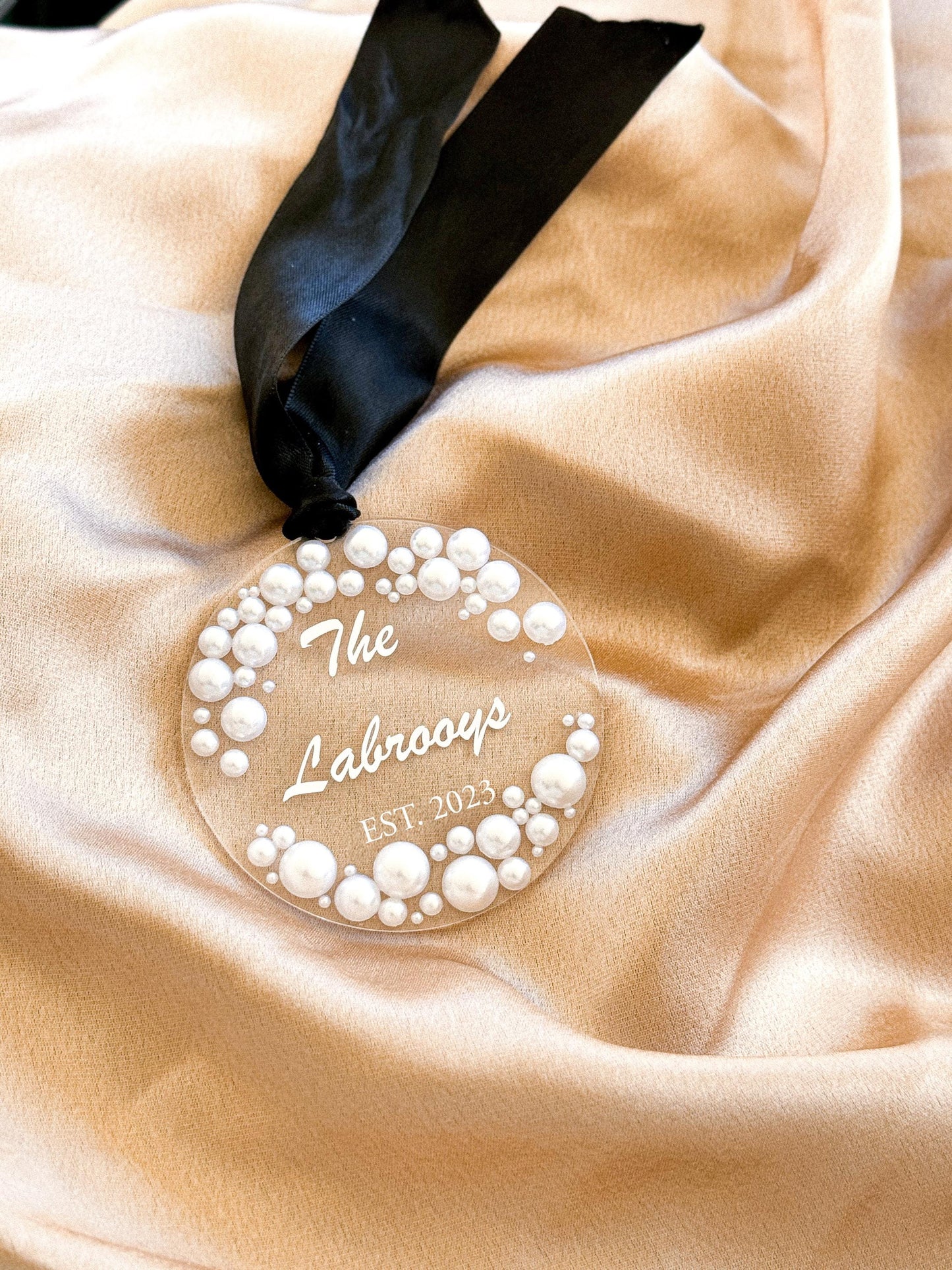 Customizable Pearl Christmas Ornament | Elegant Keepsake Decoration | Holiday Bauble