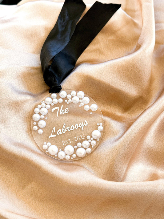 Customizable Pearl Christmas Ornament | Elegant Keepsake Decoration | Holiday Bauble