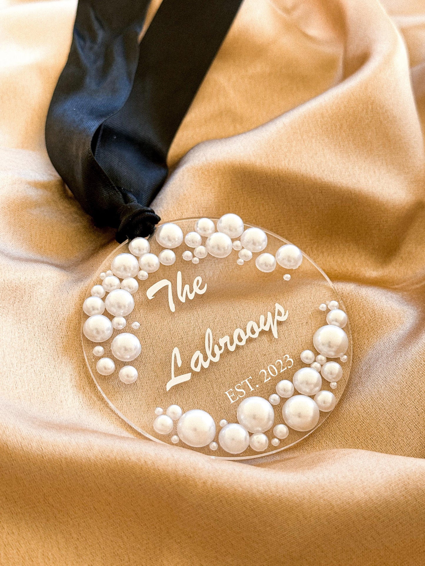Customizable Pearl Christmas Ornament | Elegant Keepsake Decoration | Holiday Bauble