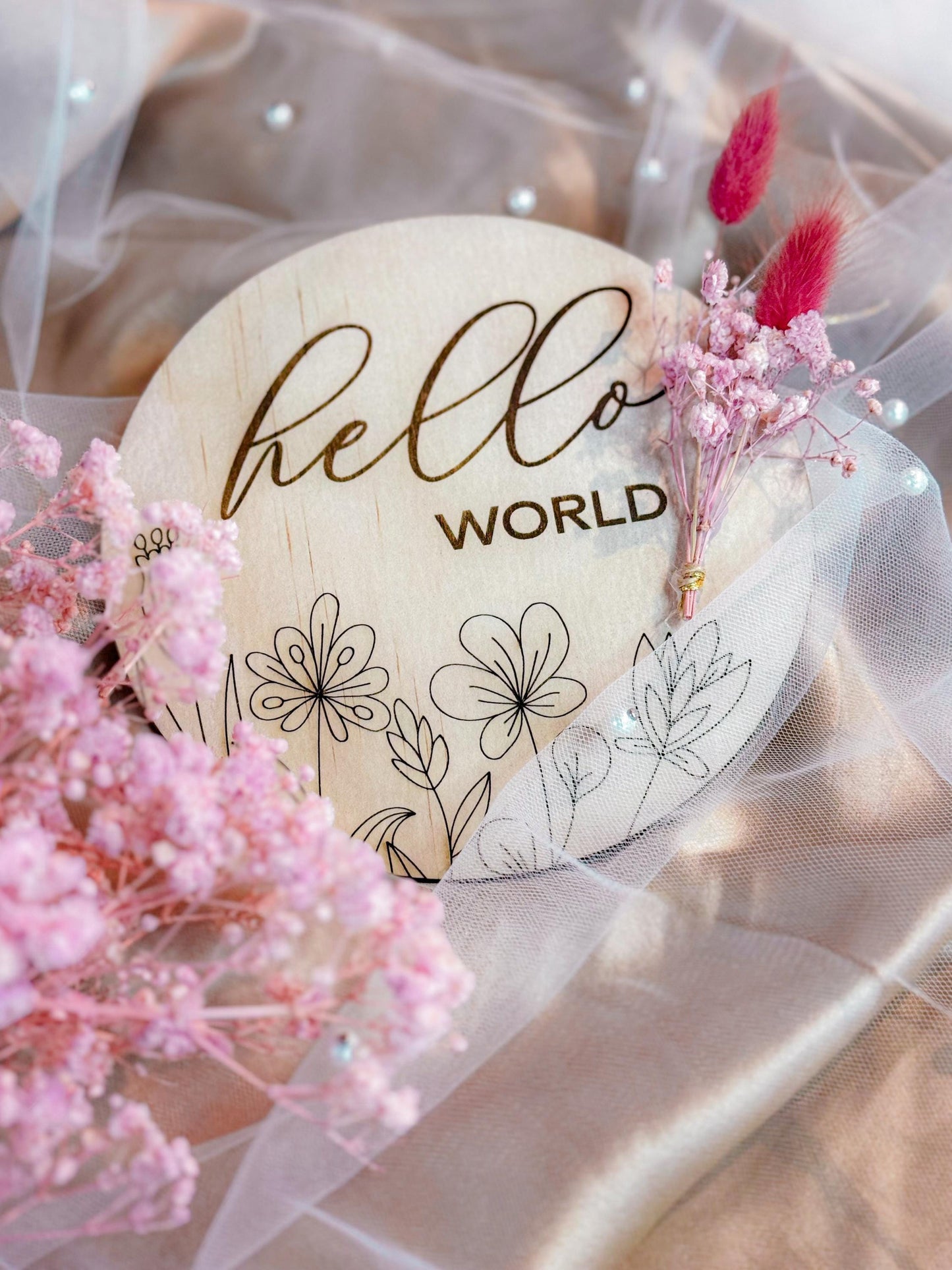 Wildflower Baby Milestone Discs: Engraved Wooden Photo Prop