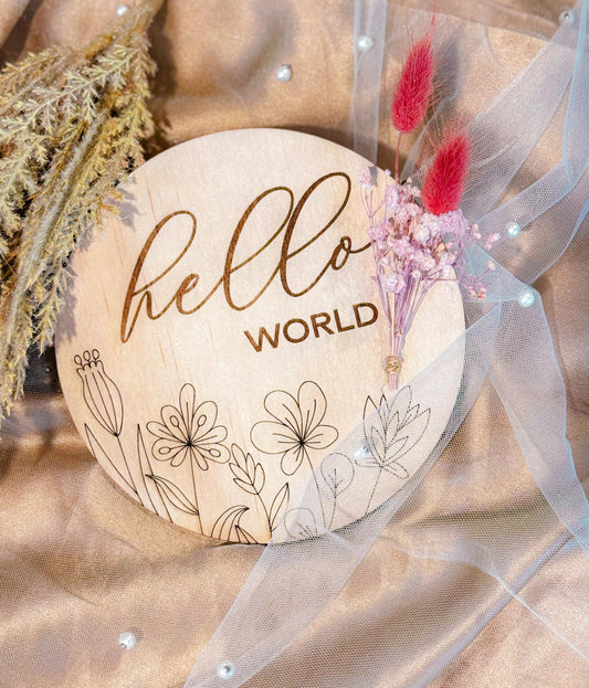 Wildflower Baby Milestone Discs: Engraved Wooden Photo Prop